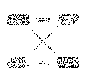 a visual diagram of Butler's gender matrix. Showing how homosexual desire runs counter to the norm of heterosexual desire