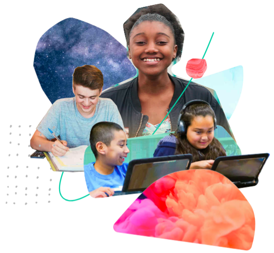 Children learning on laptops
