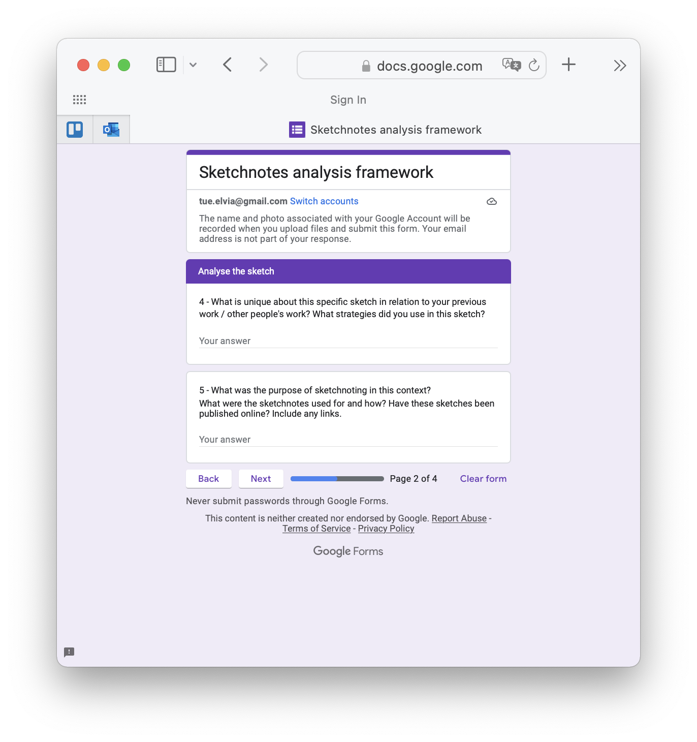 Google form screenshot