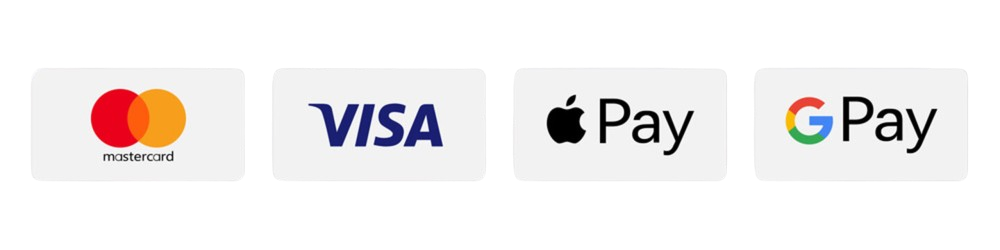 Google Pay , Apple Pay , master card , visa
