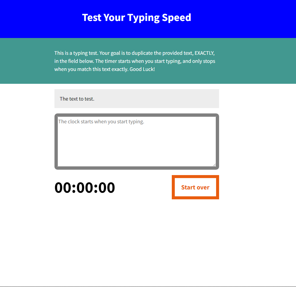 GitHub - ericlifts/typingTest: A typing test with a timer, leaderboard ...