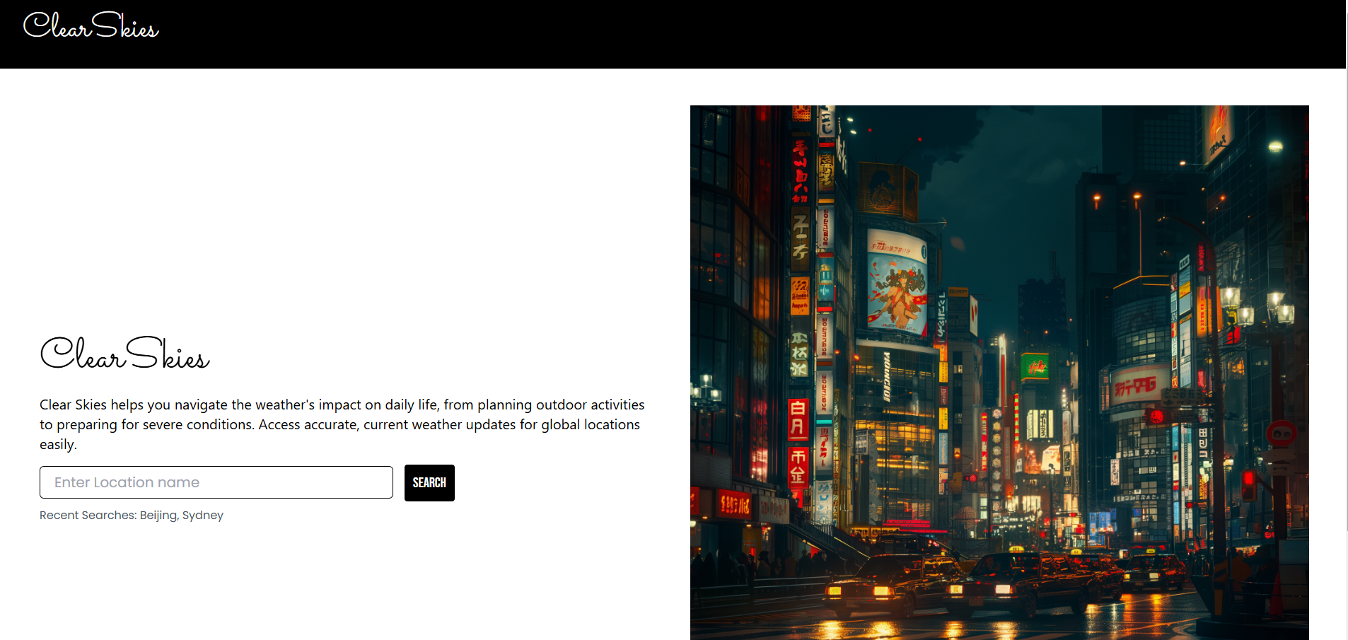 ClearSkies project screenshot