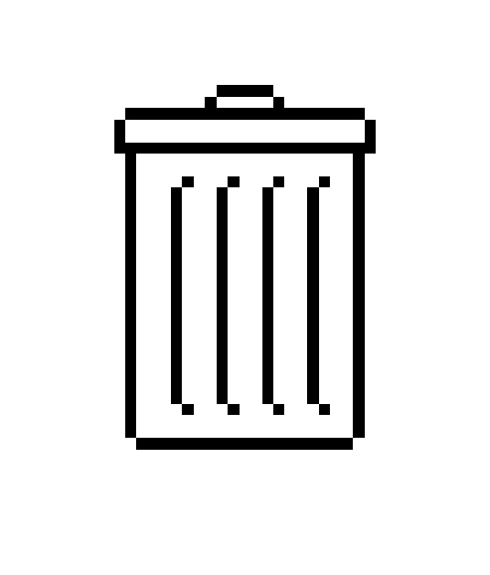 susan kare's pixel icon of a trash can