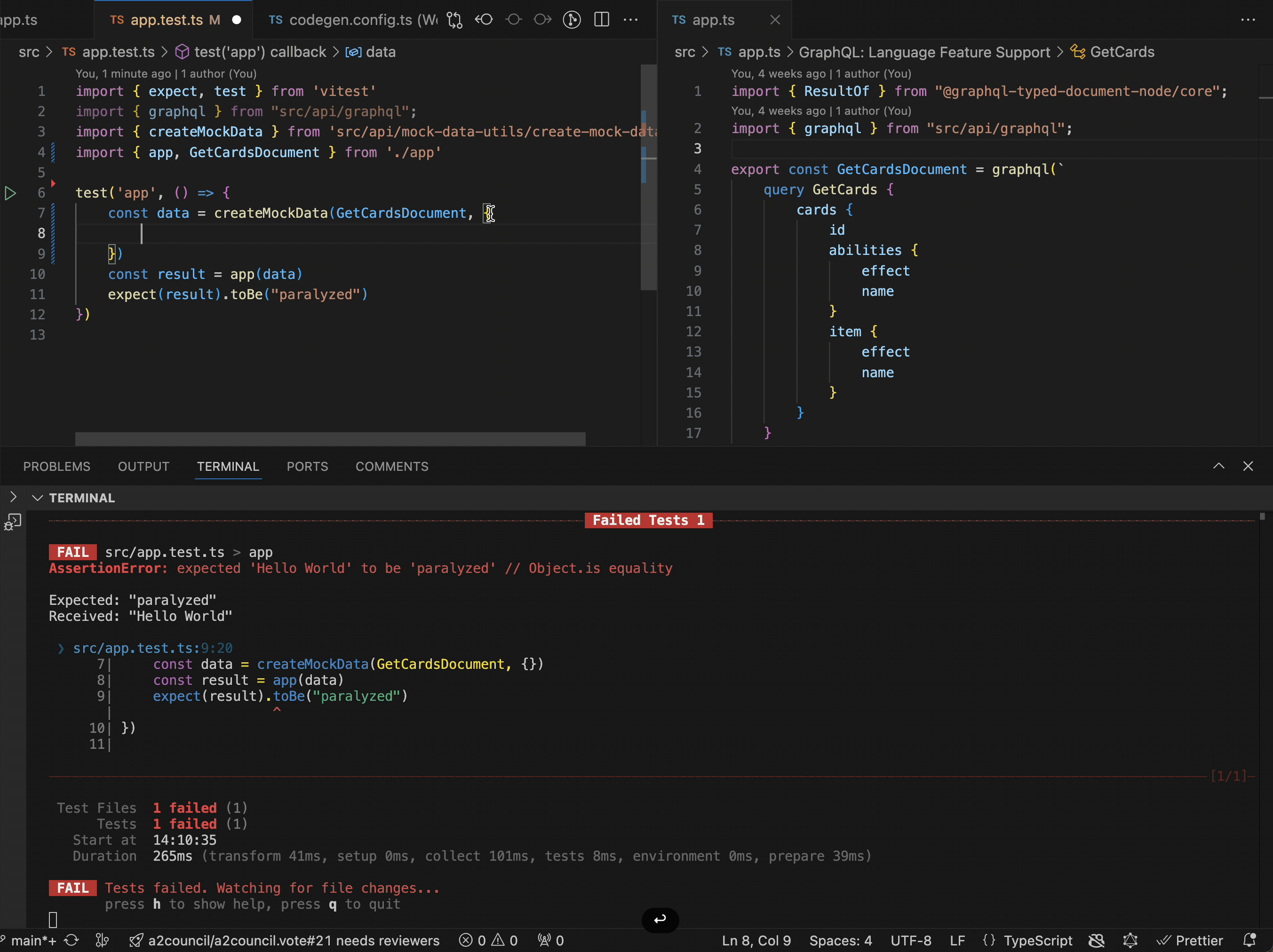 This is a gif of me creating a mock resolver in the IDE and using autocomplete