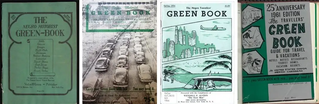 Green Book covers from 1937, 1945, 1956 and 1961. (Via 99% Invisible)