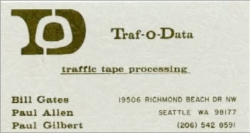 Traf-O-Data business card Traf-O-Data