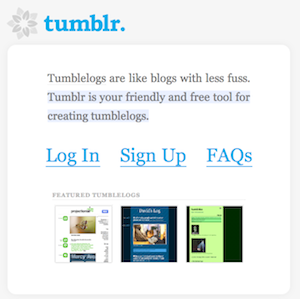 Screenshot of Tumblr in 2007 tumblr-2007-screenshot
