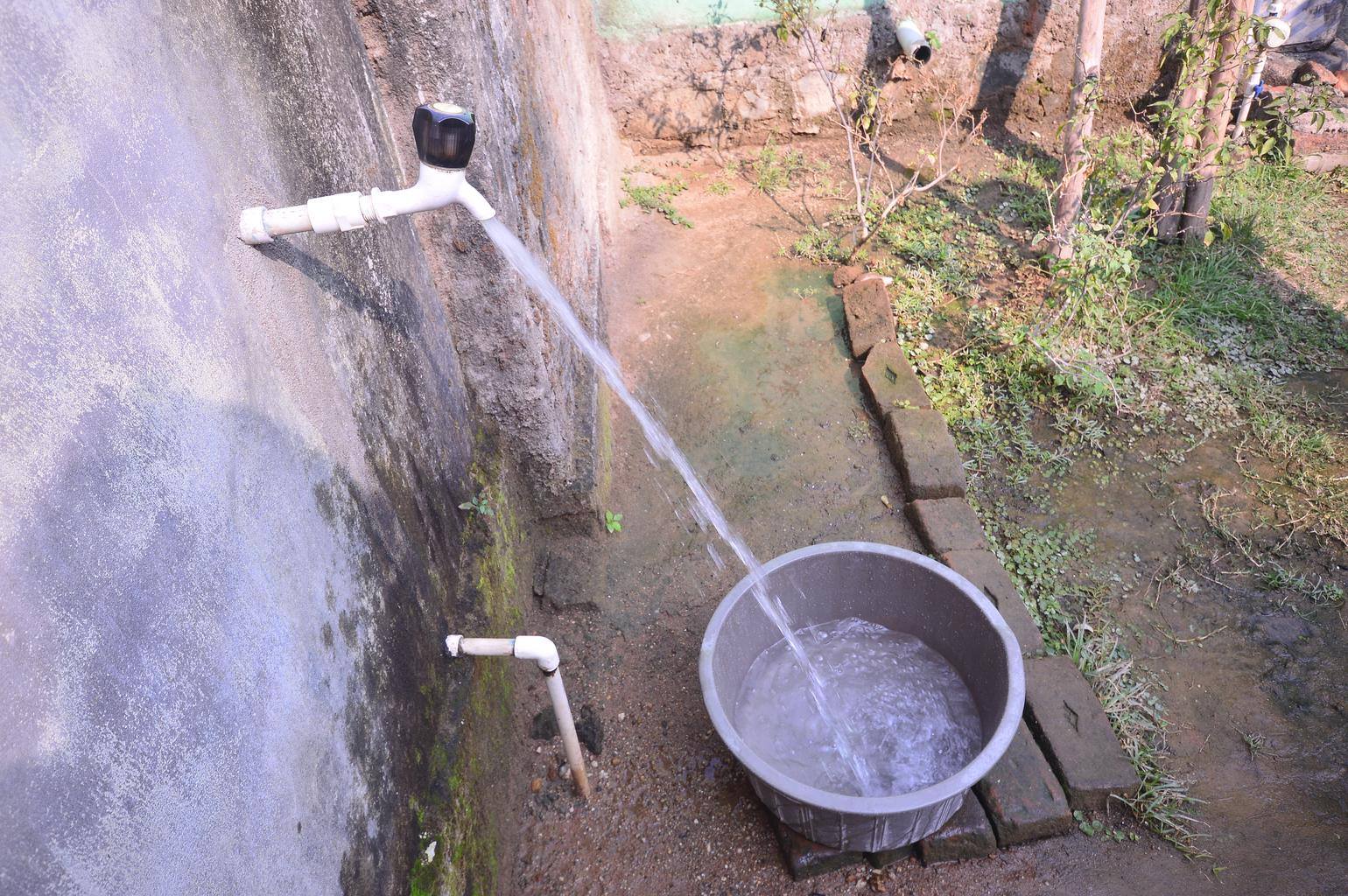 A new water faucet running A new water faucet running