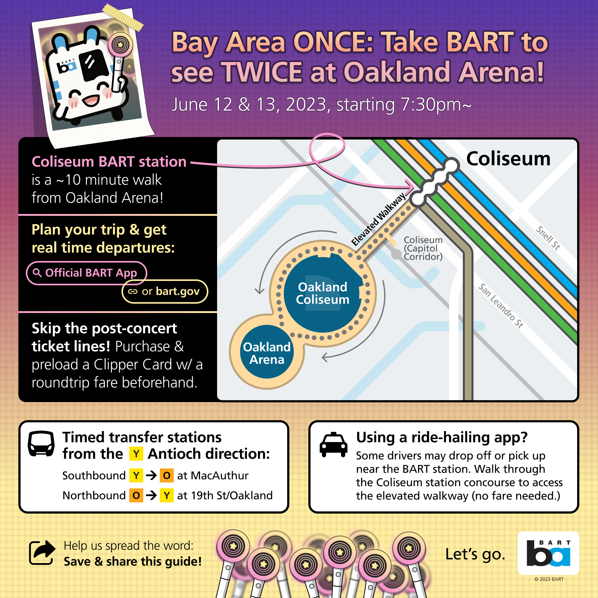 Riders guide for TWICE concert at Oakland Arena