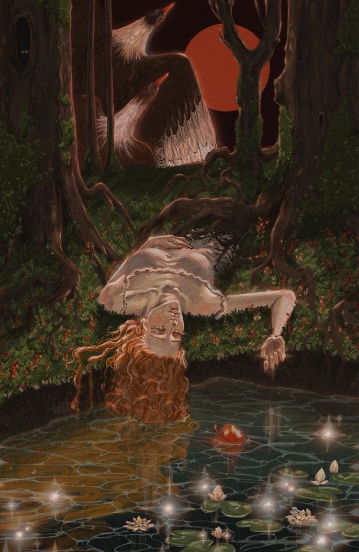 vintage, mystical image of Ophelia from Hamlet
