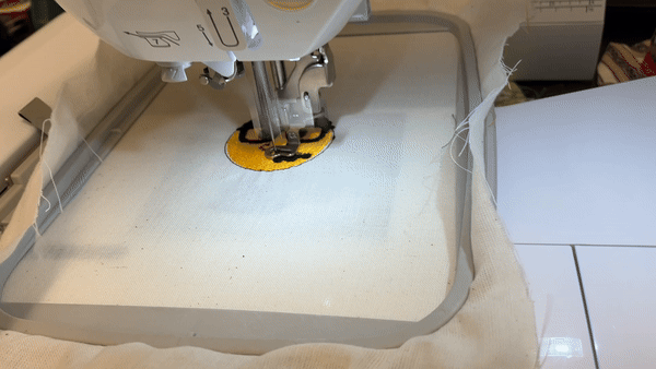 embroidery machine stitching the thing