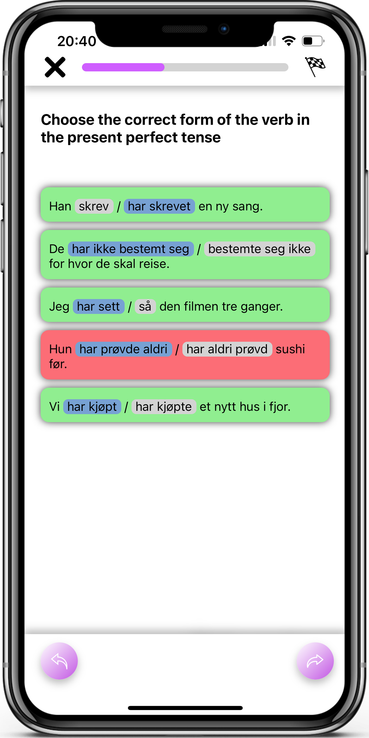 Screenshot of Interactive Exercises
